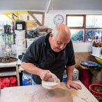 John Higgins at work in his studio 2018